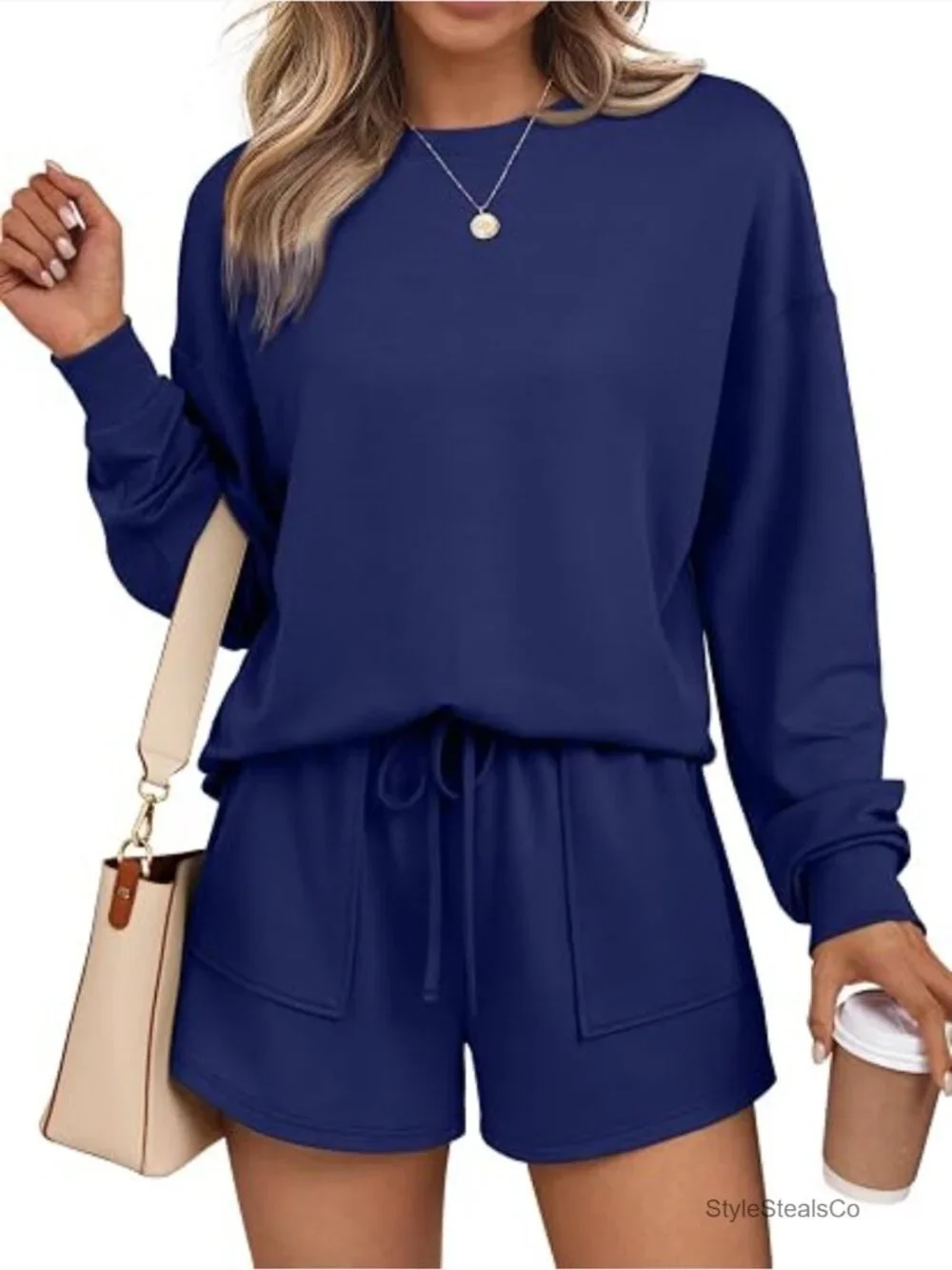 Women's Two Piece Lounge Set Sweat Short Pajama Matching Outfit with Pockets